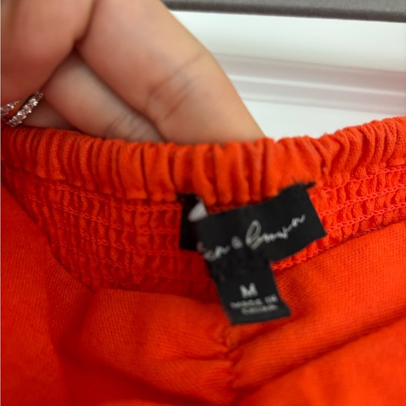 Red Orange Puff Sleeve Midi Dress - Picture 5 of 10